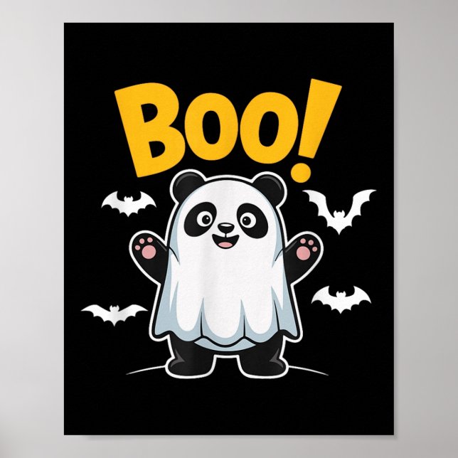 Affiche Drôle Boo Panda Halloween Ghost Desing Pour Les En (Devant)