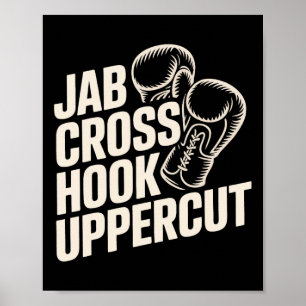 Affiche Drôle Boxe Gym Jab Cross Hook Uppercut Pour Femmes