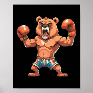 Affiche Drôle Boxer Ours Boxer Joueur de tournoi Cadeaux