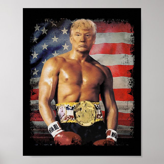 Affiche Drôle Boxer Trump Trump Rocky Meme (Devant)