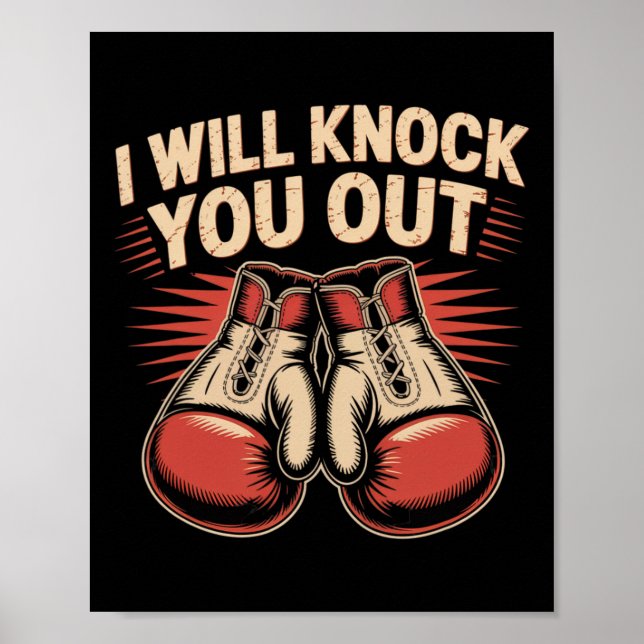 Affiche Drôle Boxer Vous Frapper Les Gants De Boxe Je Saur (Devant)