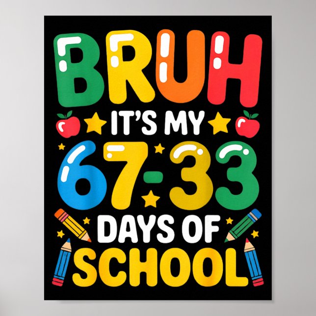 Affiche Drôle Bruh C'est Mes 67 33 Jours D'École Mathémati (Devant)
