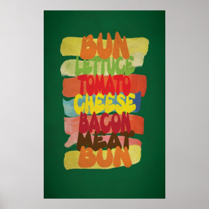 Affiche Drôle Burger Typographie Art