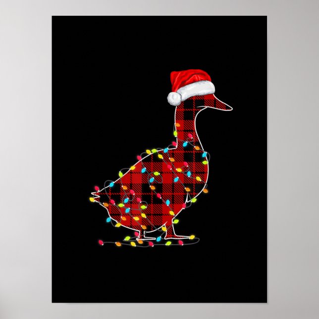 Affiche Drôle Canard Noël Rouge clair Panier Correspondanc (Devant)