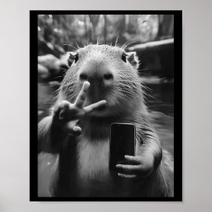Affiche Drôle Capybara Cadeaux Cool Capybara Selfie Mens F