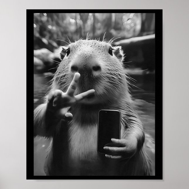 Affiche Drôle Capybara Cadeaux Cool Capybara Selfie Mens F (Devant)