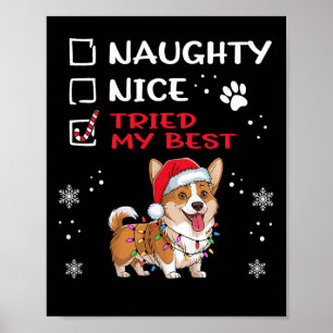 Affiche Drôle Cardigan Welsh Corgi Chien Noël Naughty N