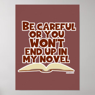 Affiche Drôle Careful Book Author Slogan