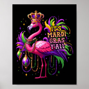Affiche Drôle Carnaval Idée cadeau Flamant rose Mardi Gras