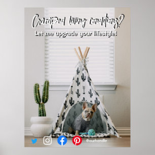 Affiche drôle carte postale de l'immobilier crampé chien v