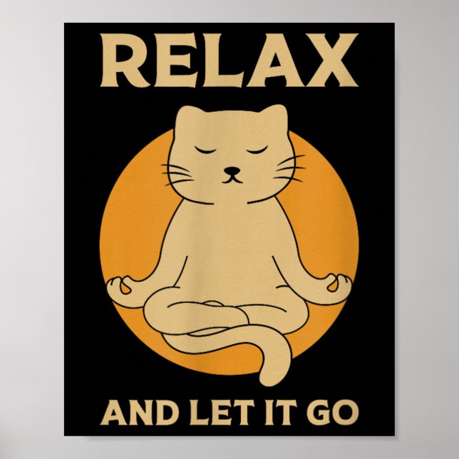 Affiche Drôle Cat Graphic Yoga Zen méditation (Devant)