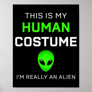 Affiche Drôle Ceci est mon costume d'humain pour Halloween