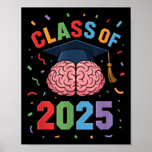 Affiche Drôle Cerveau Graduation Cl De 2025 Grad