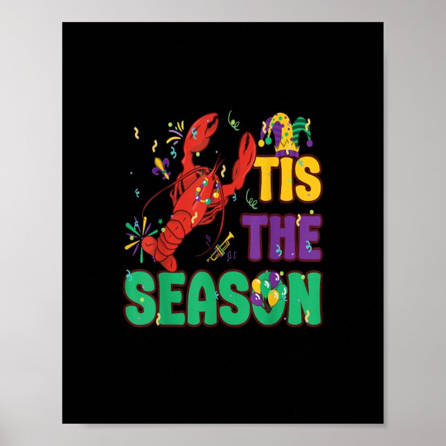 Affiche Drôle C'Est La Saison Mardi Gras Crawfish (Devant)