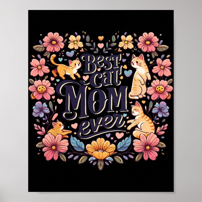 Affiche Drôle Chat Graphisme Femmes Mère Chat Kitten Meill (Devant)