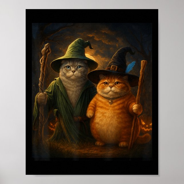 Affiche Drôle Chat Halloween Chat Assistant de mème de cha (Devant)