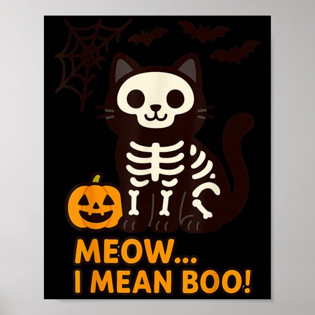 Affiche Drôle Chat Halloween Costume Meow Je Veux Dire Boo (Devant)