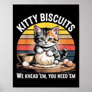 Affiche Drôle Chat Kneading Dough Retro Kitty Biscuits Des