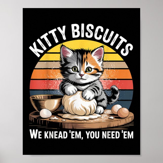 Affiche Drôle Chat Kneading Dough Retro Kitty Biscuits Des (Devant)