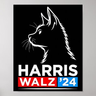 Affiche Drôle Chat Lady Kamala Harris Waltz 2024 Election