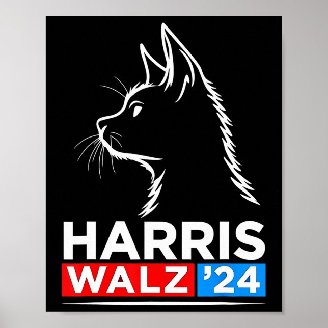 Affiche Drôle Chat Lady Kamala Harris Waltz 2024 Election (Devant)