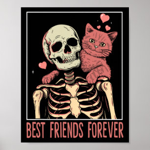 Affiche Drôle Chat Lady Tarot Card Skeleton Kitten Lover C