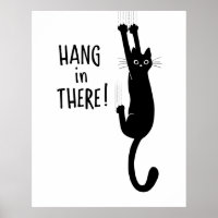 Drôle Chat Noir Accroché - Accrochez-vous là !