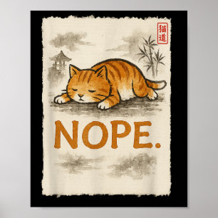 Affiche Drôle Chat Nope Lazy Orange Kitten Lady Love Sumi