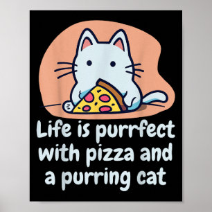 Affiche Drôle Chat Pizza Lover Kitten Cute Chat Hilarious