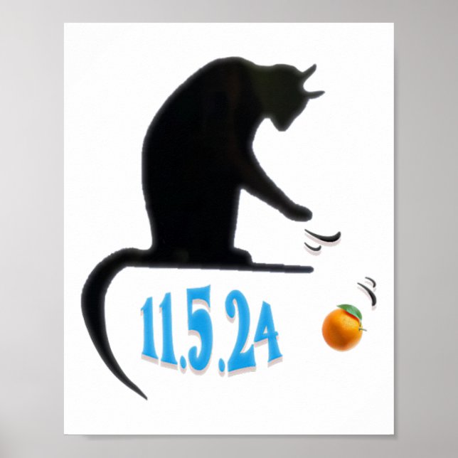 Affiche Drôle Chat Swatant Orange Off Table Sur La Date De (Devant)