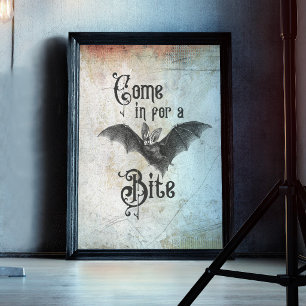Affiche Drôle Chauve-Souris Vampire d'Halloween Venez pour