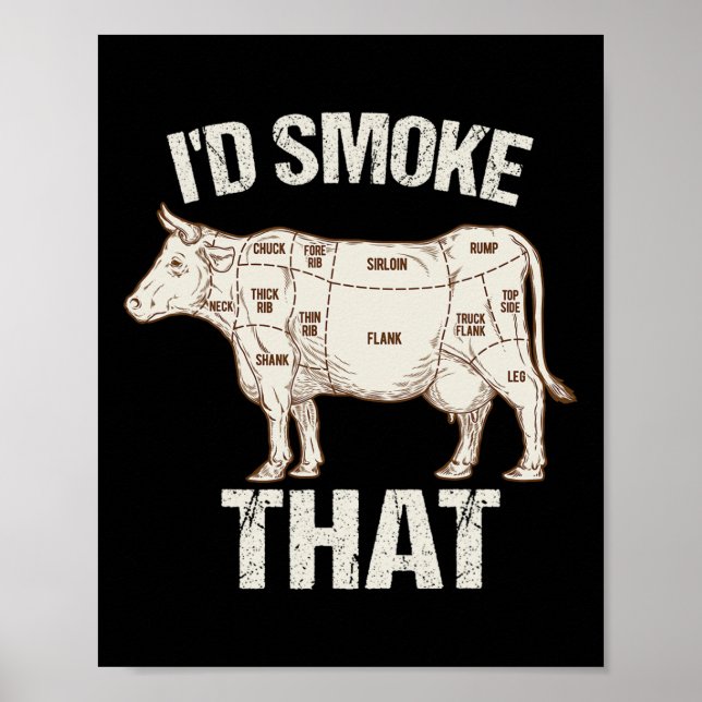 Affiche Drôle Chef Sarcastique Boucher Cook Bbq Je Fumerai (Devant)