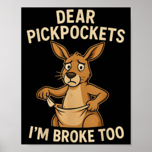 Affiche Drôle Cher Ckckets Je Suis Fauché Aussi Kangourou