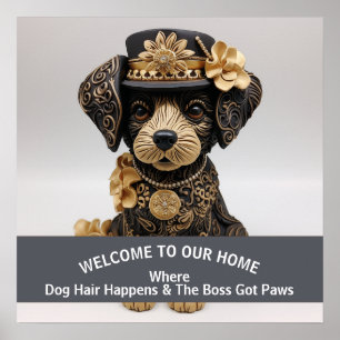 Affiche Drôle chien ami animal de compagnie accueil averti