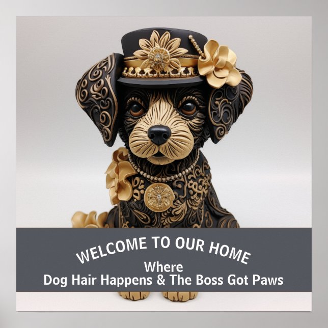 Affiche Drôle chien ami animal de compagnie accueil averti (Devant)