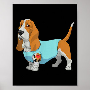 Affiche Drôle Chien Beagle I Love Maman Tattoo Cadeau Tee