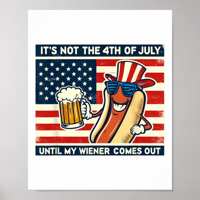 Affiche Drôle Chien Chaud C'Est Pas 4 juillet Jusqu'À Mon  (Devant)
