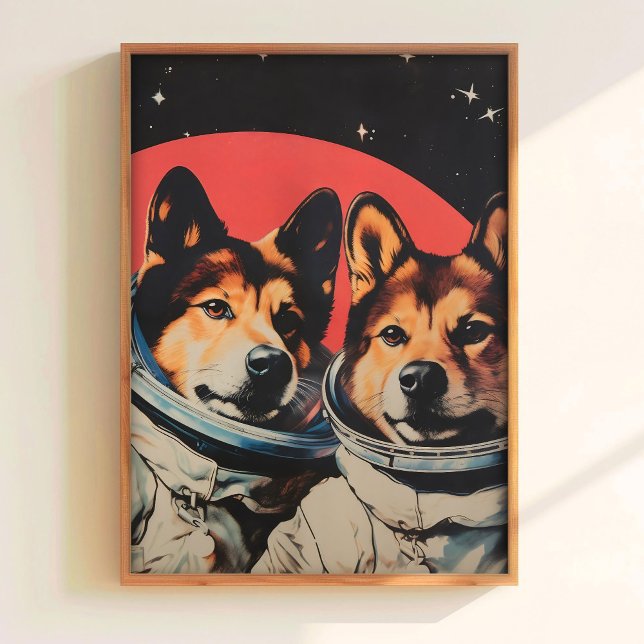 Affiche drôle Chien dans l'espace Impression Rétro (Créateur téléchargé)