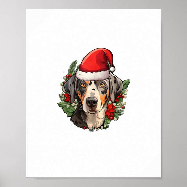 Affiche Drôle Chien de Noël Catahoula Leopard (Devant)