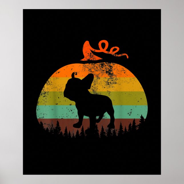 Affiche Drôle Chien de taureau français | Cadeau Citrouill (Devant)