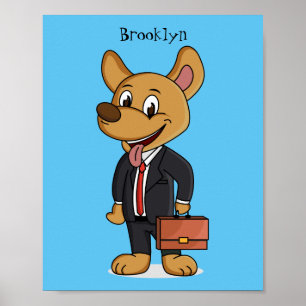Affiche Drôle chien en costume d'entreprise dessin animé