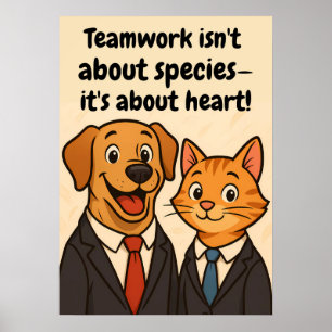 Affiche Drôle Chien et Chat Wall Art avec quot Inspiration