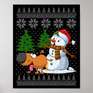 Affiche Drôle Chien Pees sur Snowman laide Sweat de Noël X