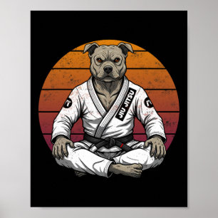 Affiche Drôle Chien Vintage Brésilien Jiu Jitsu Retro Grap