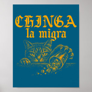 Affiche Drôle Chinga La Migra Rétro Chat