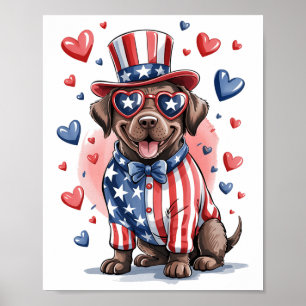 Affiche Drôle Chocolat Labrador Chien 4 juillet Indépendan