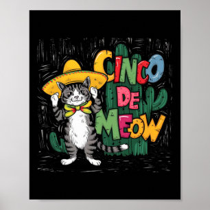 Affiche Drôle Cinco De Mayo Cat Sombrero Poncho Party Femm