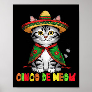 Affiche Drôle Cinco De Mayo Chat Mexicain Avec Sombrero Me