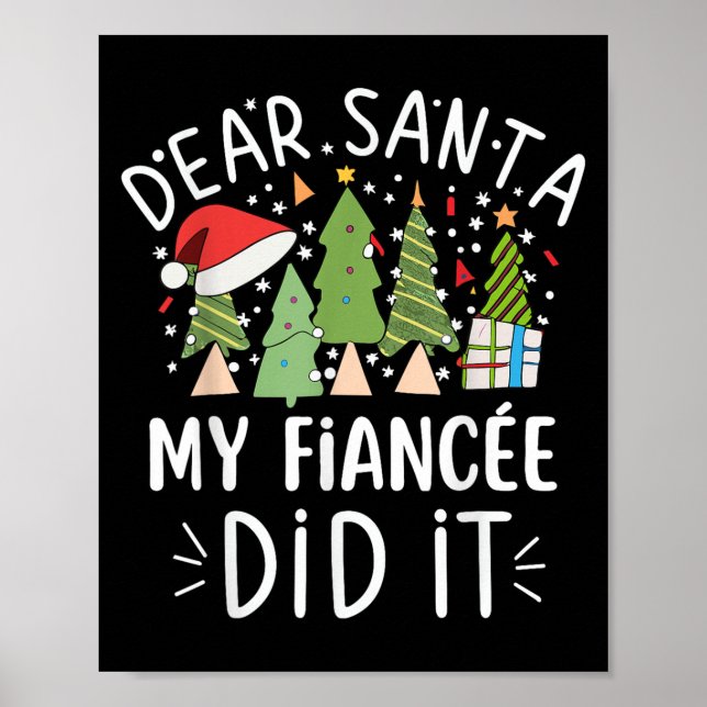 Affiche Drôle Citation de Noël Cher Père Noël Ma fiance (Devant)