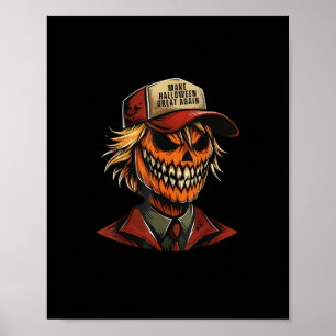 Affiche Drôle Citrouille de Trumpkin Squelette faire Hallo